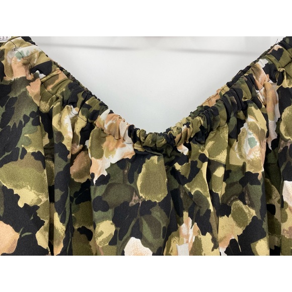 French Connection Green Adeline Pull-On Olive Floral Print Mini Dress - Picture 7 of 12